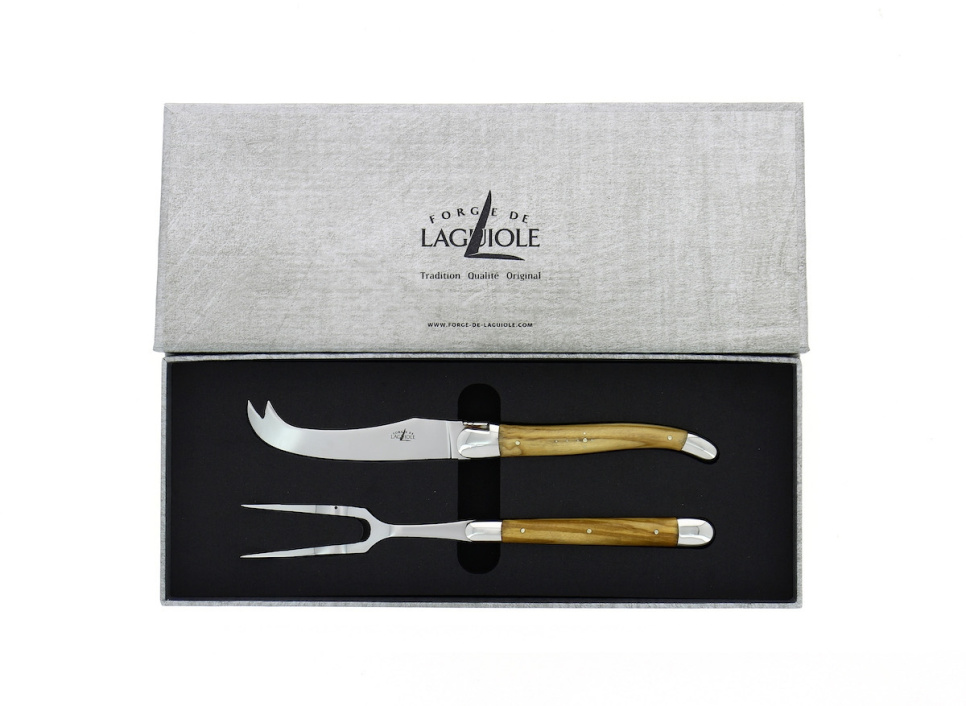 Ostesett, håndtak i oliventre, blankt, Tradition - Forge de Laguiole