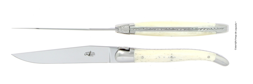 To kniver, beinskaft, polert, Tradition - Forge de Laguiole i gruppen Borddekking / Bestikk / Kniver hos The Kitchen Lab (1446-32887)