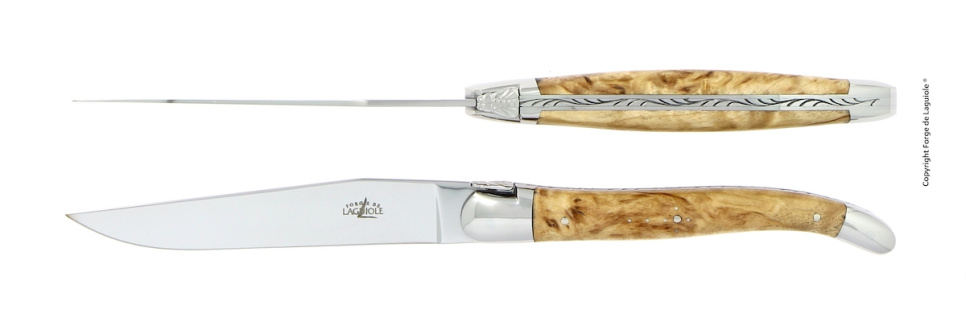 To kniver, bjørkehåndtak, polert, Tradition - Forge de Laguiole i gruppen Borddekking / Bestikk / Kniver hos The Kitchen Lab (1446-32888)