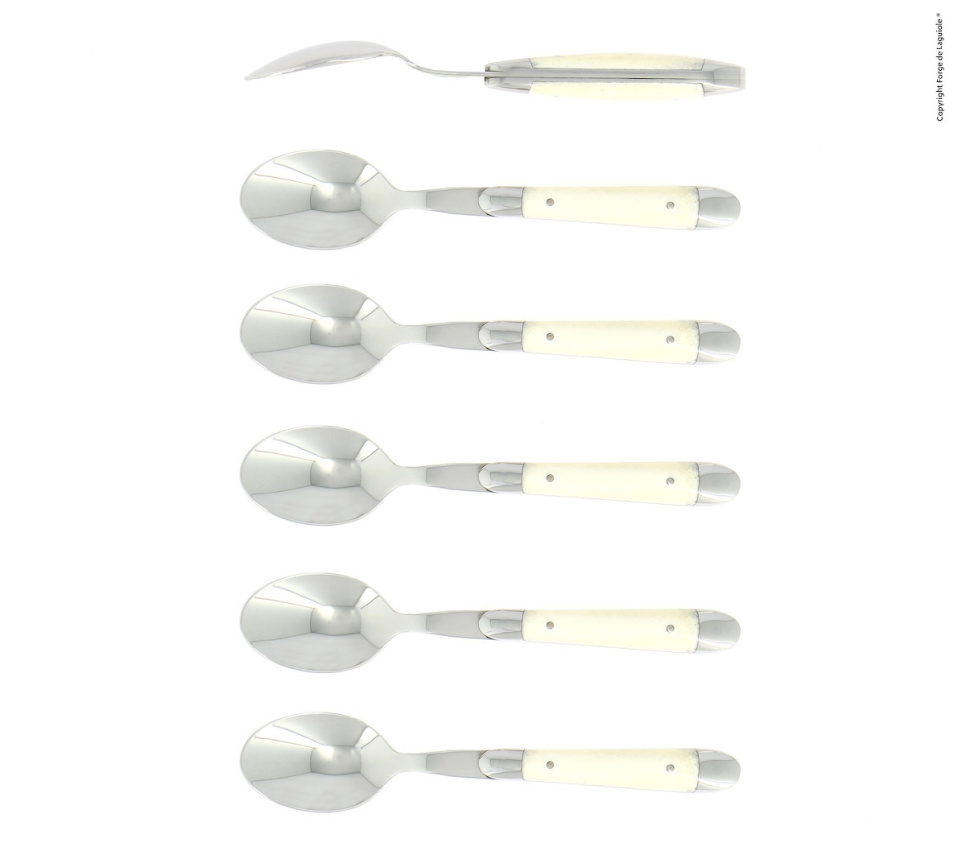 Seks dessertskjeer, benskaft, polert, Tradition - Forge de Laguiole i gruppen Borddekking / Bestikk / Skjeer hos The Kitchen Lab (1446-32901)