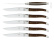 Seks kniver, skaft av forsteinet eik, polert, Tradition - Forge de Laguiole