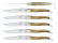 Seks kniver, lyst hornskaft, polert, Tradition - Forge de Laguiole