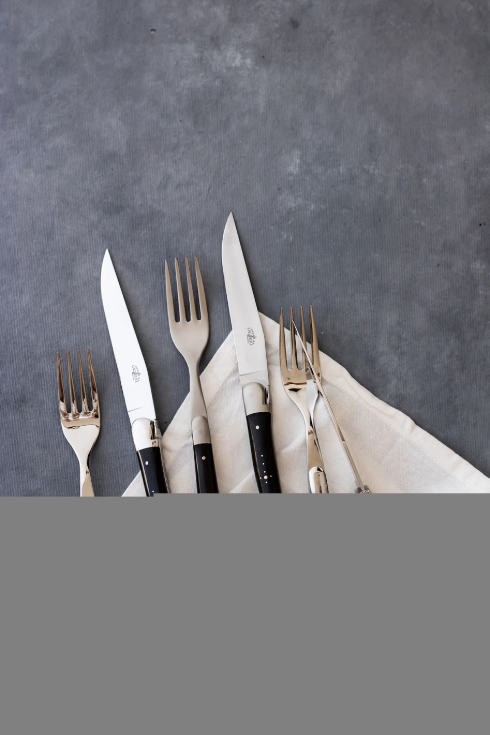 Seks gafler, håndtak i ibenholt, polert, Tradition - Forge de Laguiole