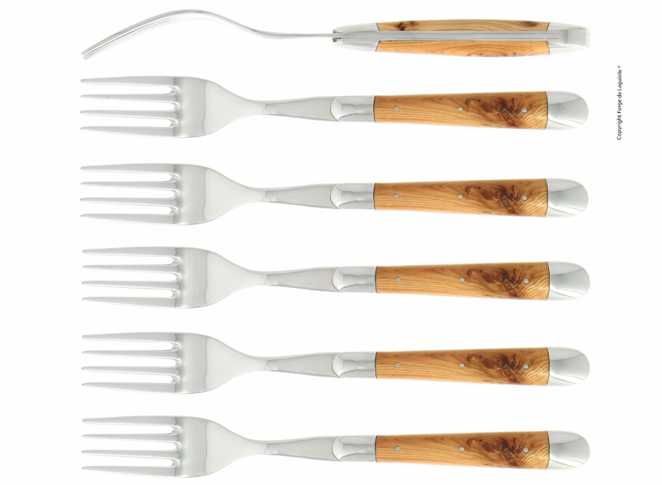 Seks gafler, En håndtak, polert, Tradition - Forge de Laguiole i gruppen Borddekking / Bestikk / Gafler hos The Kitchen Lab (1446-32925)