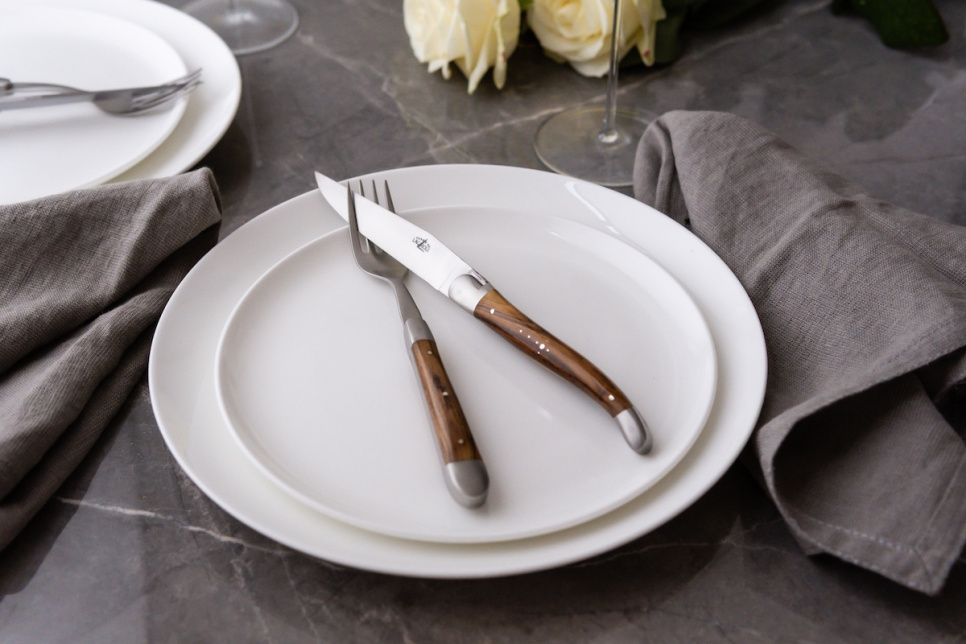 Seks gafler, Pistage-håndtak, polert, Tradition - Forge de Laguiole