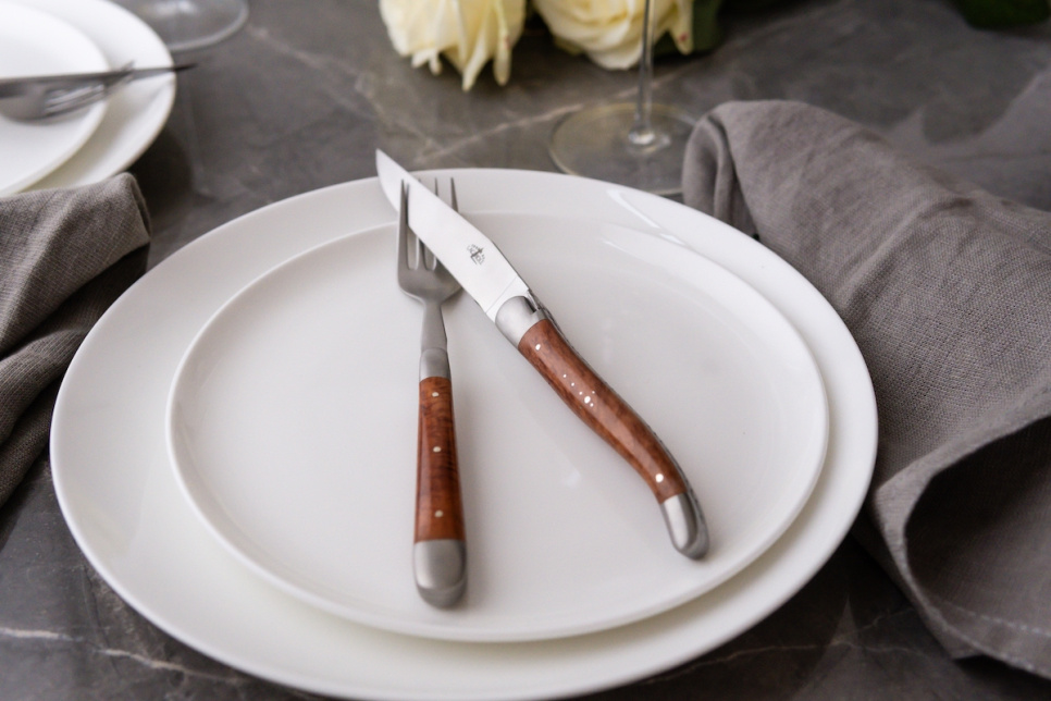 Seks gafler, jungelskaft i tre, polert, Tradisjon - Forge de Laguiole