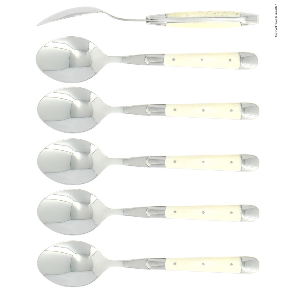 Seks skjeer, benskaft, polert, Tradition - Forge de Laguiole i gruppen Borddekking / Bestikk / Skjeer hos The Kitchen Lab (1446-32936)