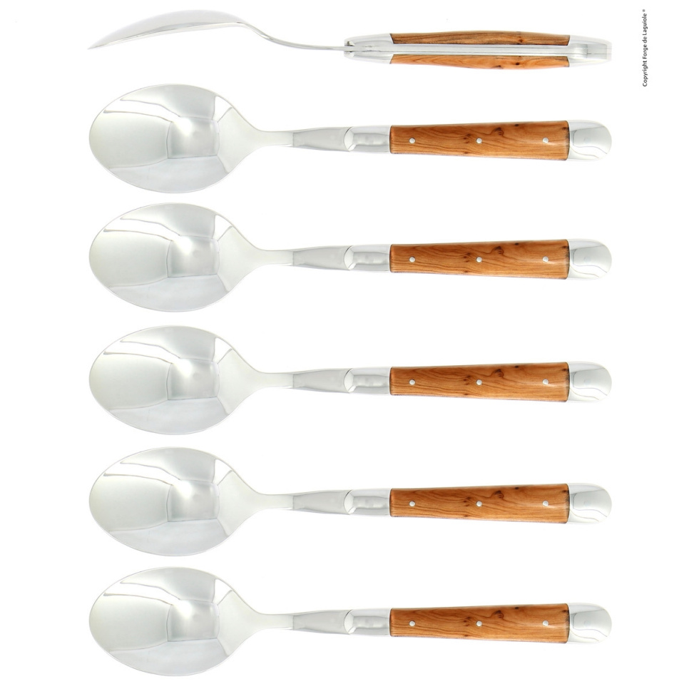 Seks skjeer, En håndtak, polert, Tradition - Forge de Laguiole i gruppen Borddekking / Bestikk / Skjeer hos The Kitchen Lab (1446-32939)