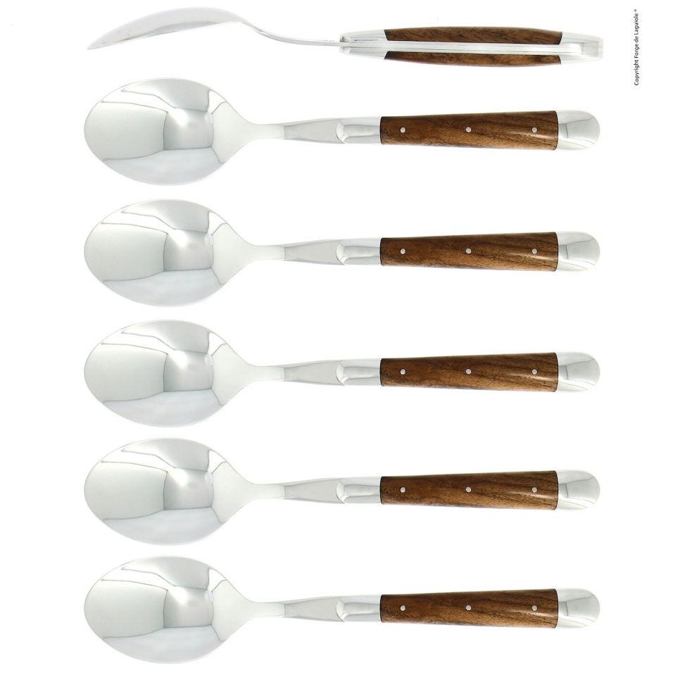 Seks skjeer, håndtak i valnøtt, polert, Tradition - Forge de Laguiole i gruppen Borddekking / Bestikk / Skjeer hos The Kitchen Lab (1446-32943)