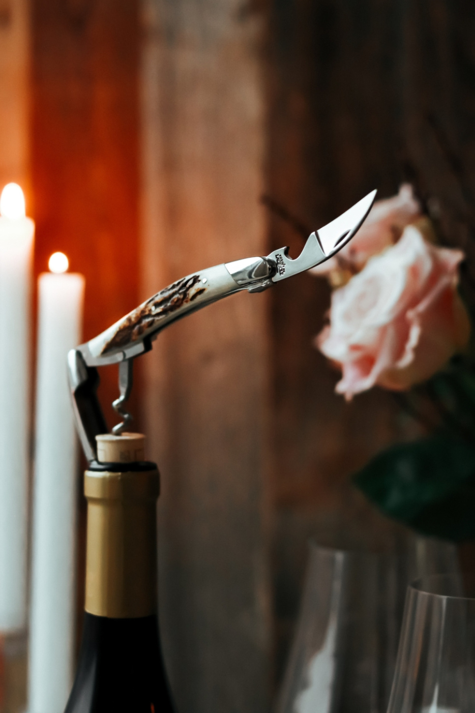 Sommelierkniv av hjortegevir, polert, Tradition - Forge de Laguiole