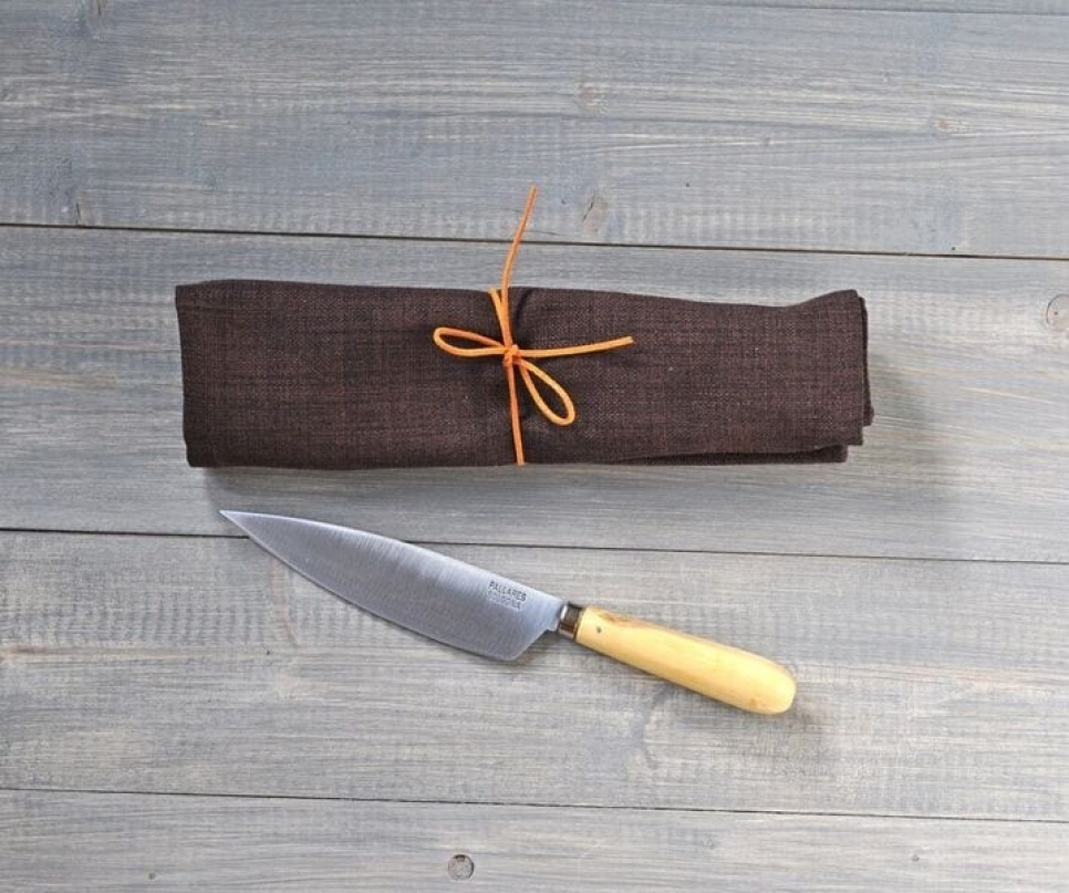 Knivsett 3 kniver i karbonstål og knivrull - Pallarès