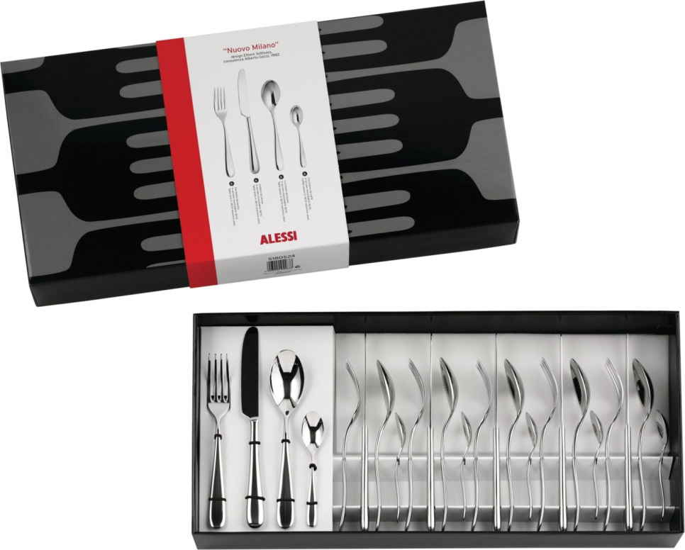 Alessi Nuovo Milano, Bestikksett 24 deler med helstøpte kniver i gruppen Borddekking / Bestikk / Bestikksett hos The Kitchen Lab (1466-12118)