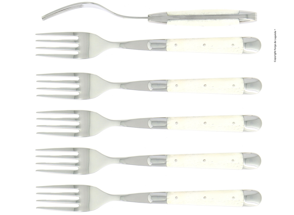 Seks gafler, benhåndtak, polert, Tradition - Forge de Laguiole i gruppen Borddekking / Bestikk / Gafler hos The Kitchen Lab (1466-22184)