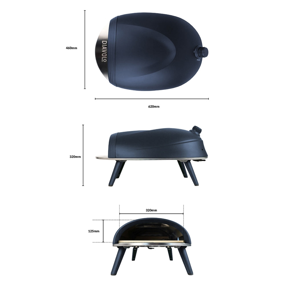 Pizzaovn Diavolo, Gassfyrt, Blå - Delivita Pizzaovn Diavolo, Gassfyrt, Blå - Delivita