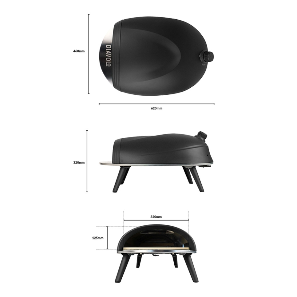 Pizzaovn Diavolo, Gassfyrt, Svart - Delivita Pizzaovn Diavolo, Gassfyrt, Svart - Delivita