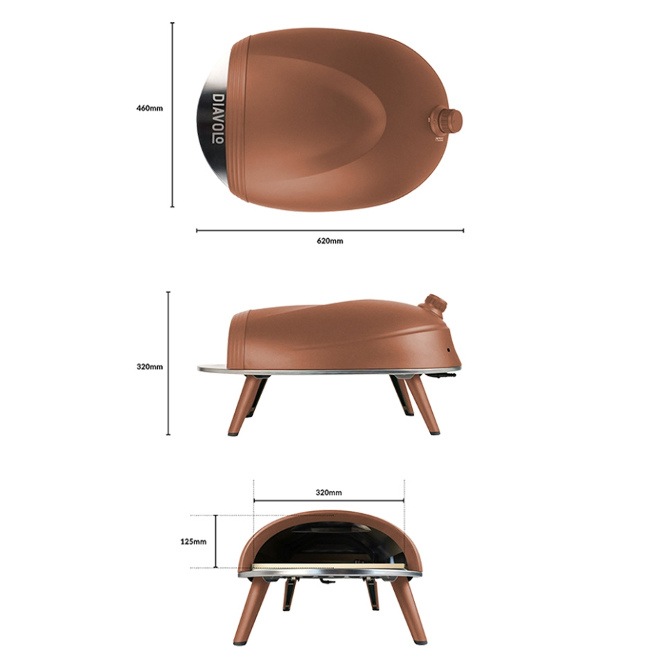 Pizzaovn Diavolo, Gassfyrt, Brun - Delivita Pizzaovn Diavolo, Gassfyrt, Brun - Delivita