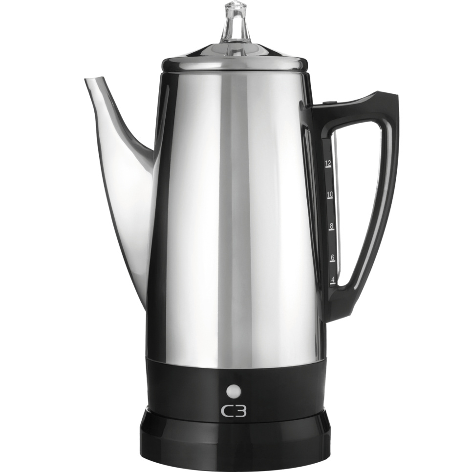 Perkolator, Børstet Rustfritt Stål, 12 Kopper – C3 i gruppen Te og kaffe / Brygg kaffe / Kaffetrakter hos The Kitchen Lab (1576-31137)