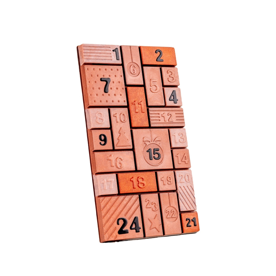 Adventskalender med 24 biter i sjokoladekakeform - Martellato