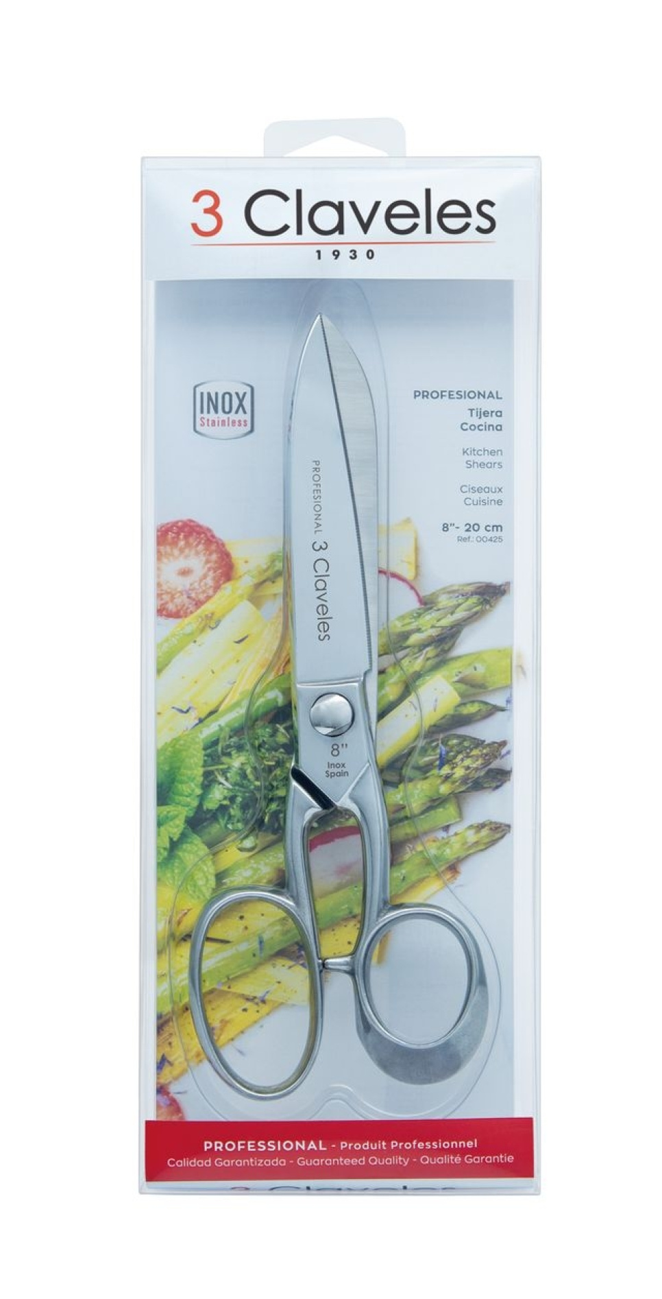 Kjøkkensaks i rustfritt stål, Professional - 3 Claveles - 20 cm