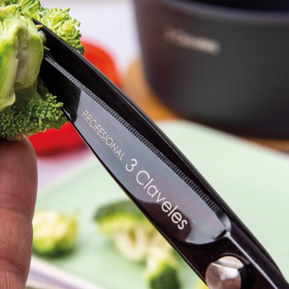 Kjøkkensaks 20 cm, Chef, svart - 3 Claveles