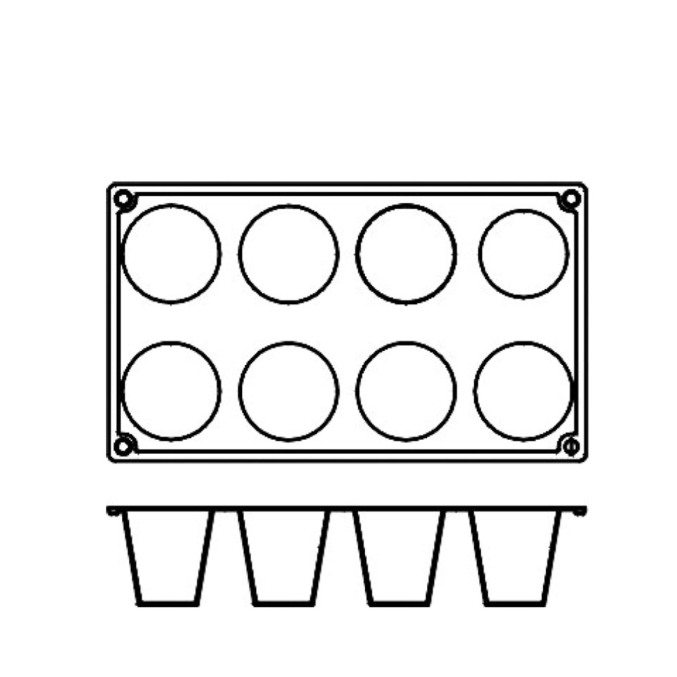 Bakeform i silikon, kjegle, 8 stk. - Pavoni Bakeform i silikon, kjegle, 8 stk. - Pavoni