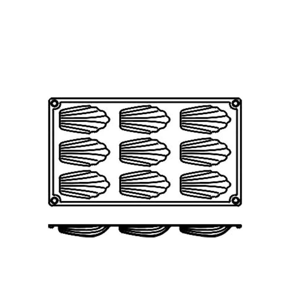 Bakeform i silikon, Madeleine, stor, 9 stk. - Pavoni Bakeform i silikon, Madeleine, stor, 9 stk. - Pavoni