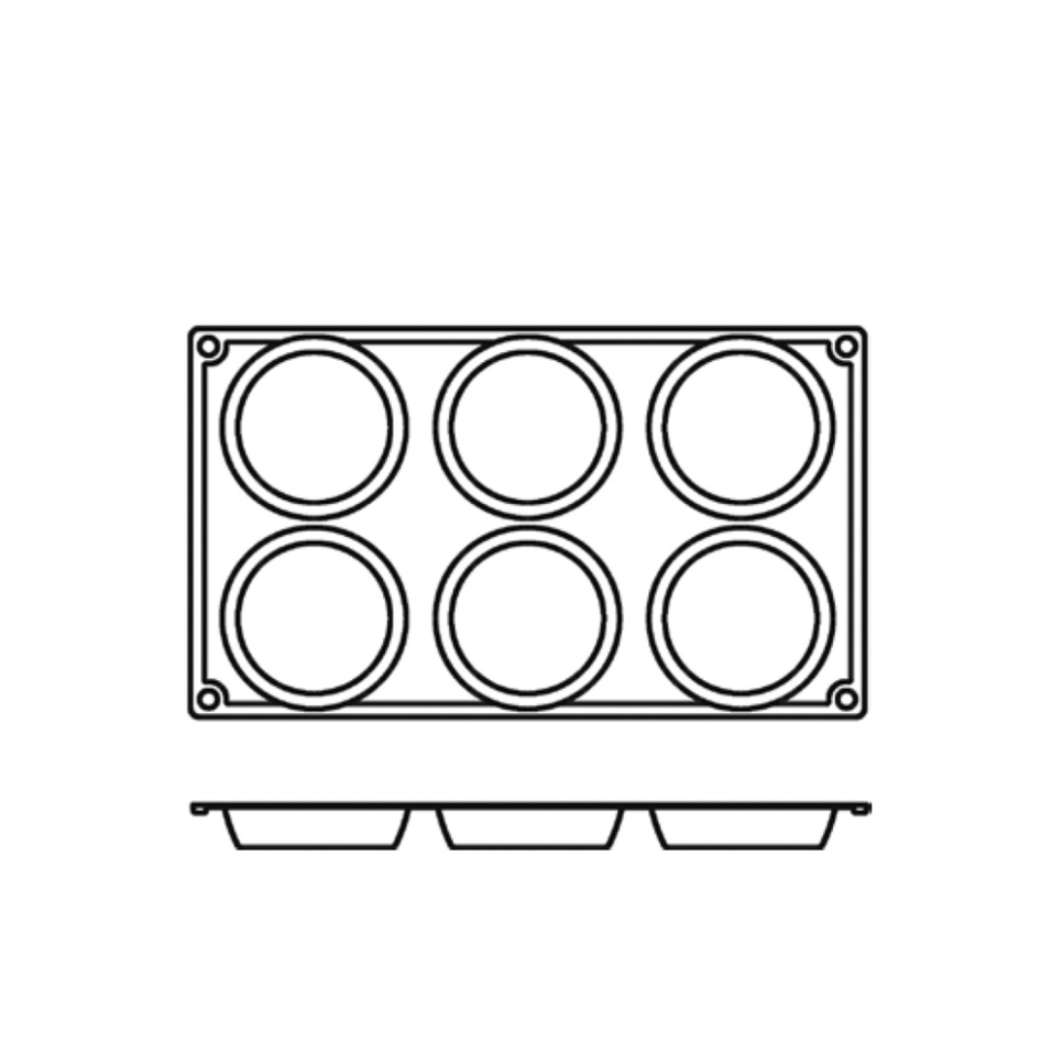 Bakeform i silikon, lav sylinder, 6 stk. - Pavoni Bakeform i silikon, lav sylinder, 6 stk. - Pavoni
