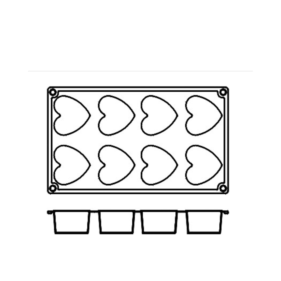 Bakeform i silikon, hjerte, 8 stk. - Pavoni Bakeform i silikon, hjerte, 8 stk. - Pavoni