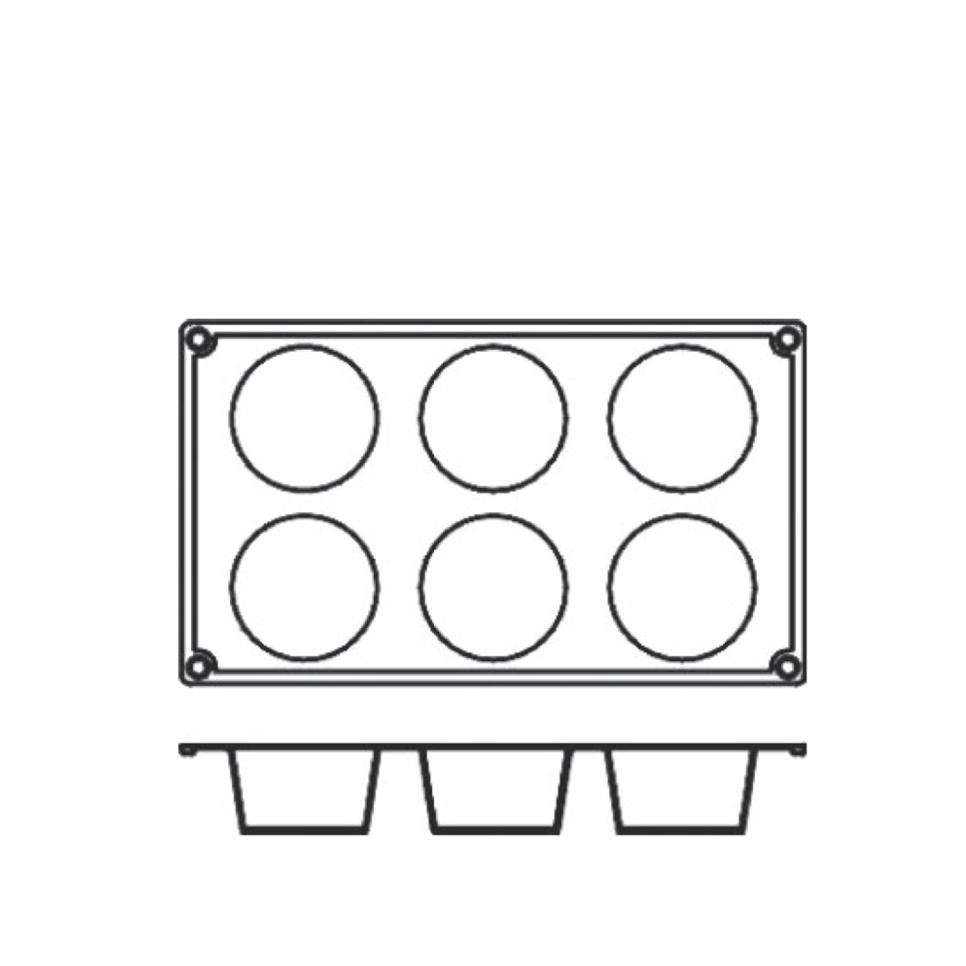 Bakeform i silikon, sylinder, 6 stk. - Pavoni