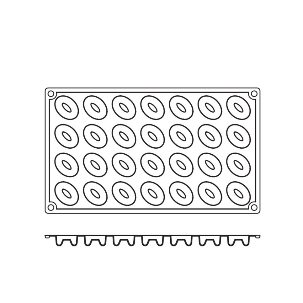 Bakeform i silikon, liten oval Savarin, 28 stk. - Pavoni