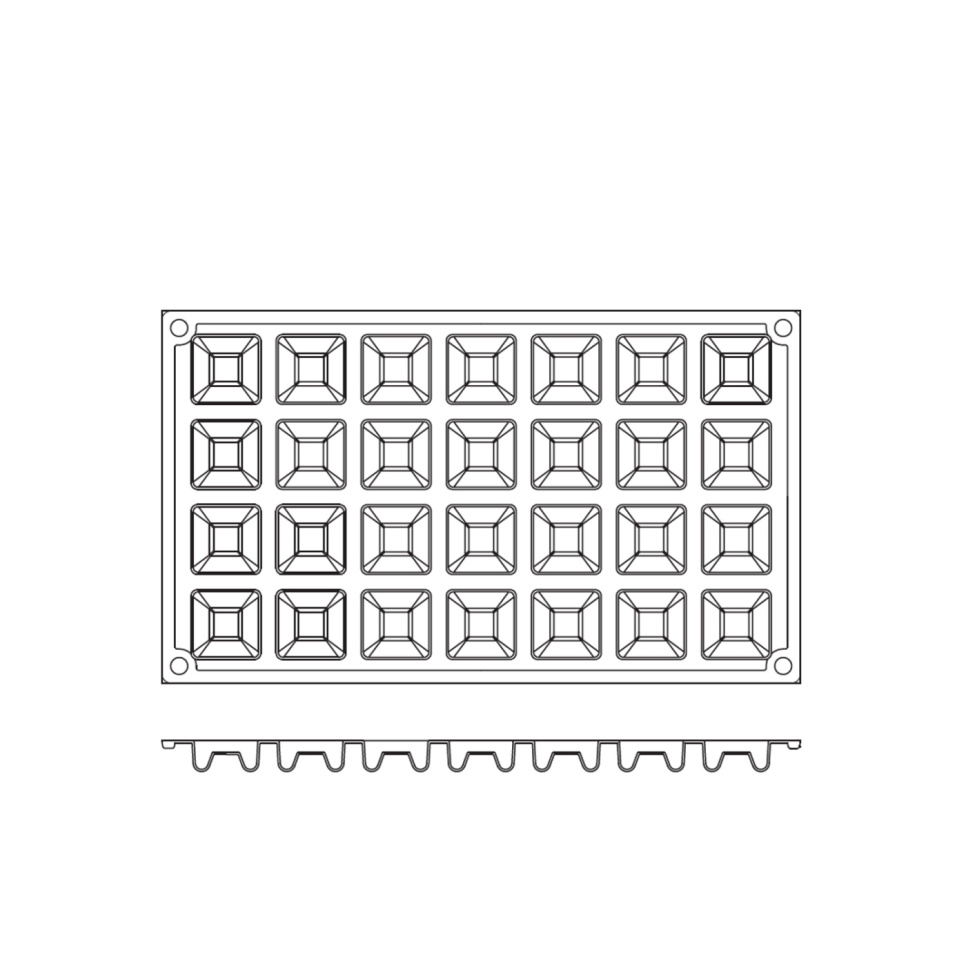 Bakeform i silikon, liten firkantet Savarin, 28 stk. - Pavoni