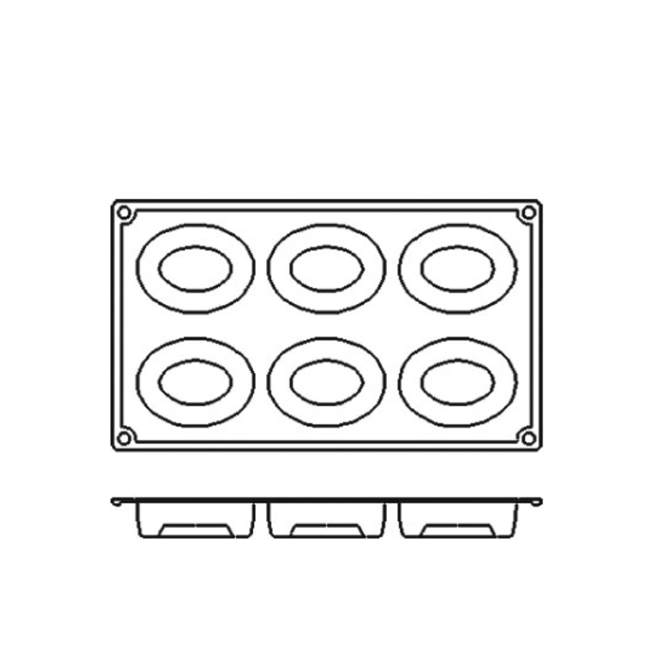 Bakeform i silikon, oval savarin, 6 stk. - Pavoni Bakeform i silikon, oval savarin, 6 stk. - Pavoni