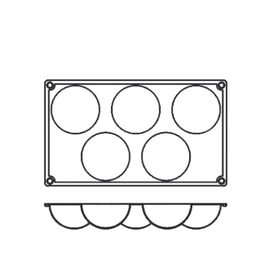 Bakeform i silikon, halvkule, 5 stk. - Pavoni Bakeform i silikon, halvkule, 5 stk. - Pavoni