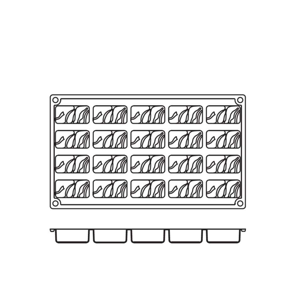 Bakeform i silikon, nougatform, 20 stk. - Pavoni