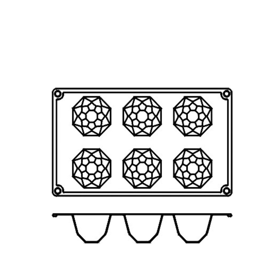 Bakeform i silikon, diamant, 6 stk. - Pavoni Bakeform i silikon, diamant, 6 stk. - Pavoni