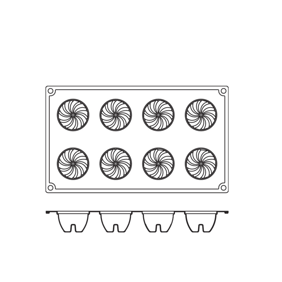 Bakeform av silikon, liten kakeform med sukker, 8 stk. - Pavoni