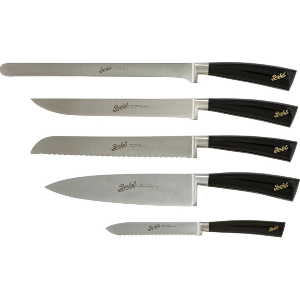 Knivsett i fem deler, Elegance Glossy Black - Berkel i gruppen Matlaging / Kjøkkenkniver / Knivsett hos The Kitchen Lab (1870-23986)