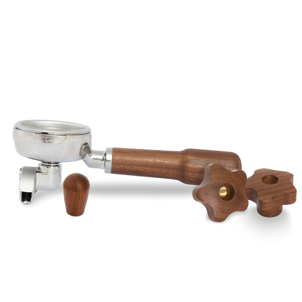 Sett med portafilter og knotter til Botticelli Evoluzione, Valnøtt - La Pavoni i gruppen Te og kaffe / Kaffetilbehør / Annet tilbehør hos The Kitchen Lab (1984-31500)