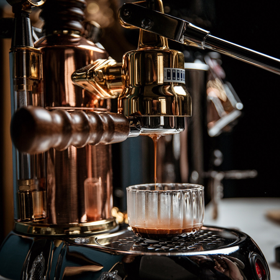 Retro manuell espressomaskin, Esperto Edotto, rosa gull - La Pavoni