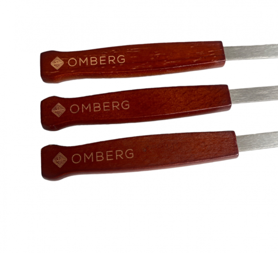 Brede grillspyd med trehåndtak, 60 cm, 6-pakning – Omberg