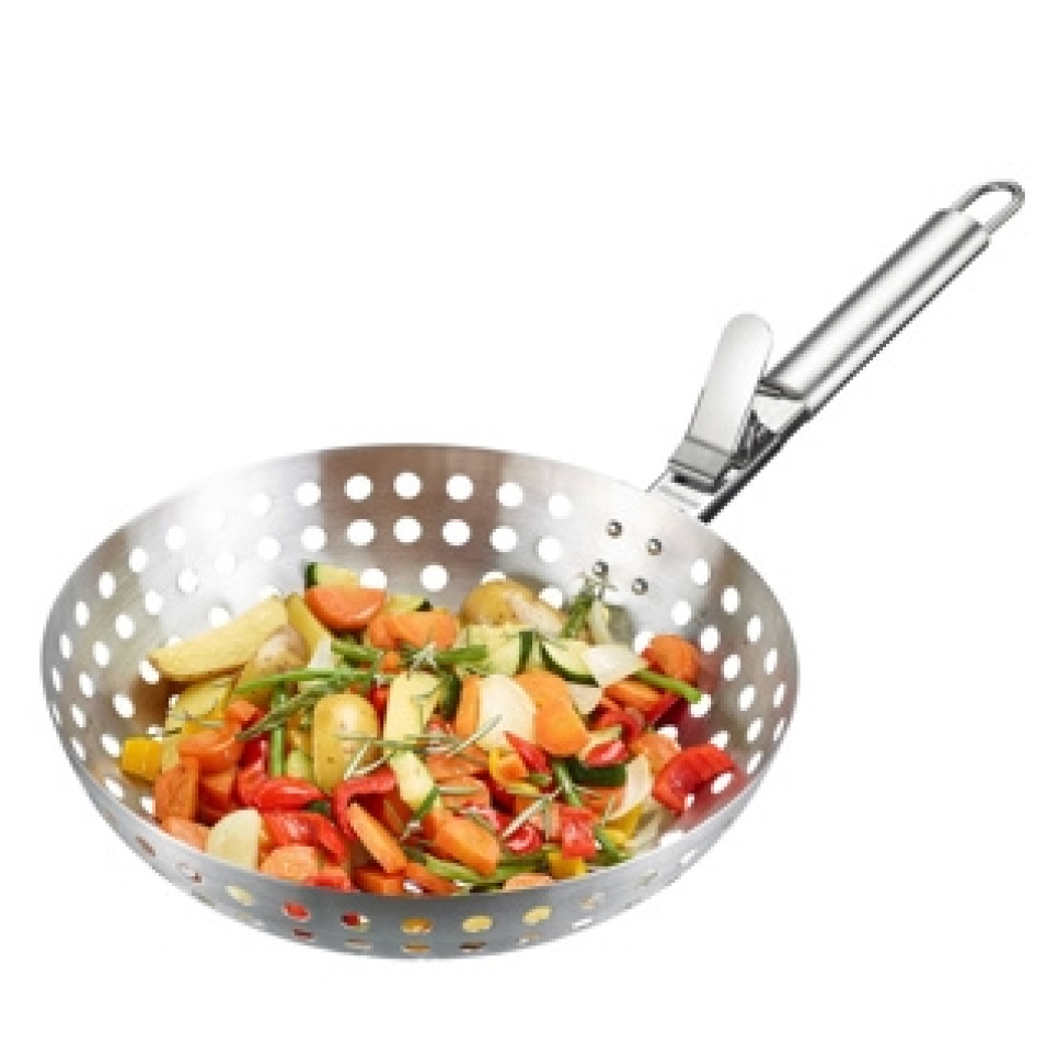 Perforert grillkurv i rustfritt stål med avtakbart håndtak, 28 cm - Westmark Perforert grillkurv i rustfritt stål med avtakbart håndtak, 28 cm - Westmark