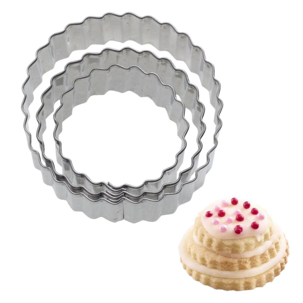 Pepperkakeform, Rund bølget, 4, 5 og 6 cm, 3-pk - Westmark