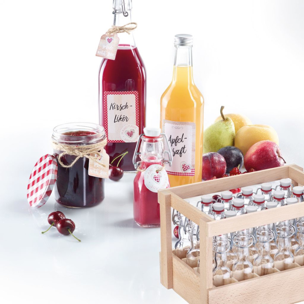 Glassflaske med svingkork med treboks, 40 ml, 24-pk - Westmark Glassflaske med svingkork med treboks, 40 ml, 24-pk - Westmark