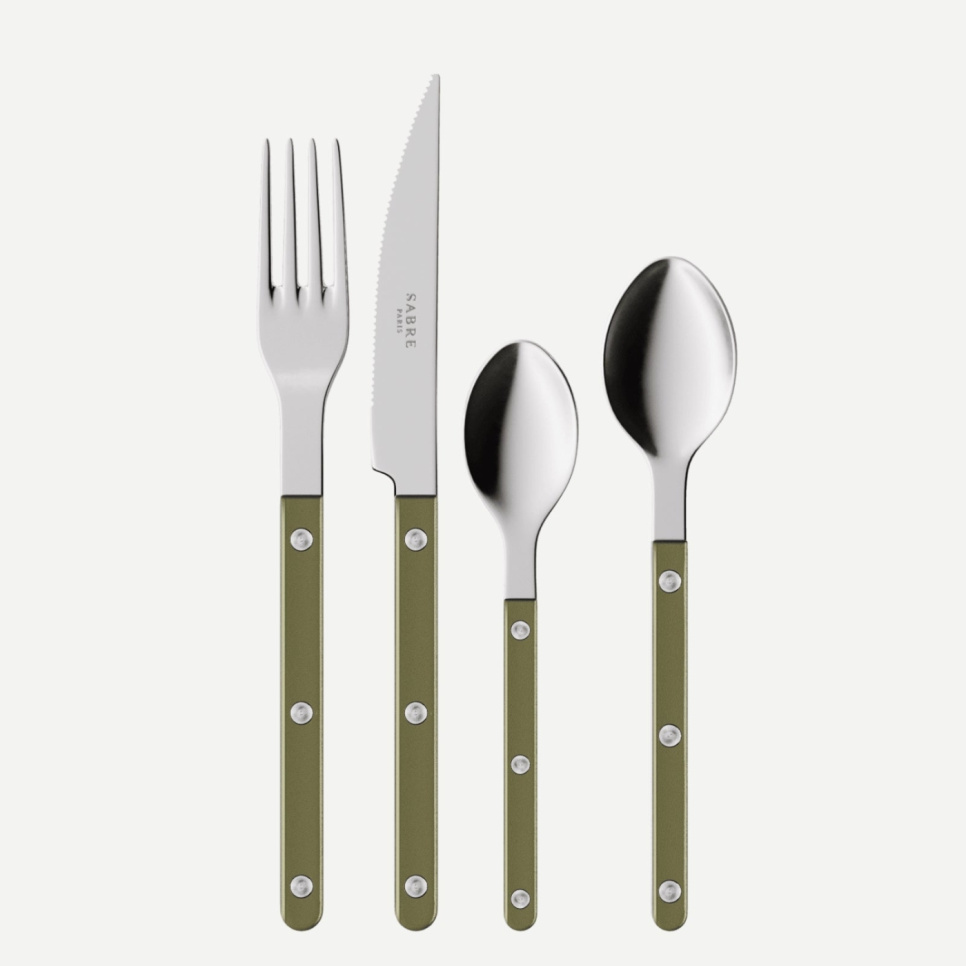 Bestikksett, 4 deler, Bistrot Pearly, Olive - Sabre Paris i gruppen Borddekking / Bestikk / Bestikksett hos The Kitchen Lab (2195-32361)