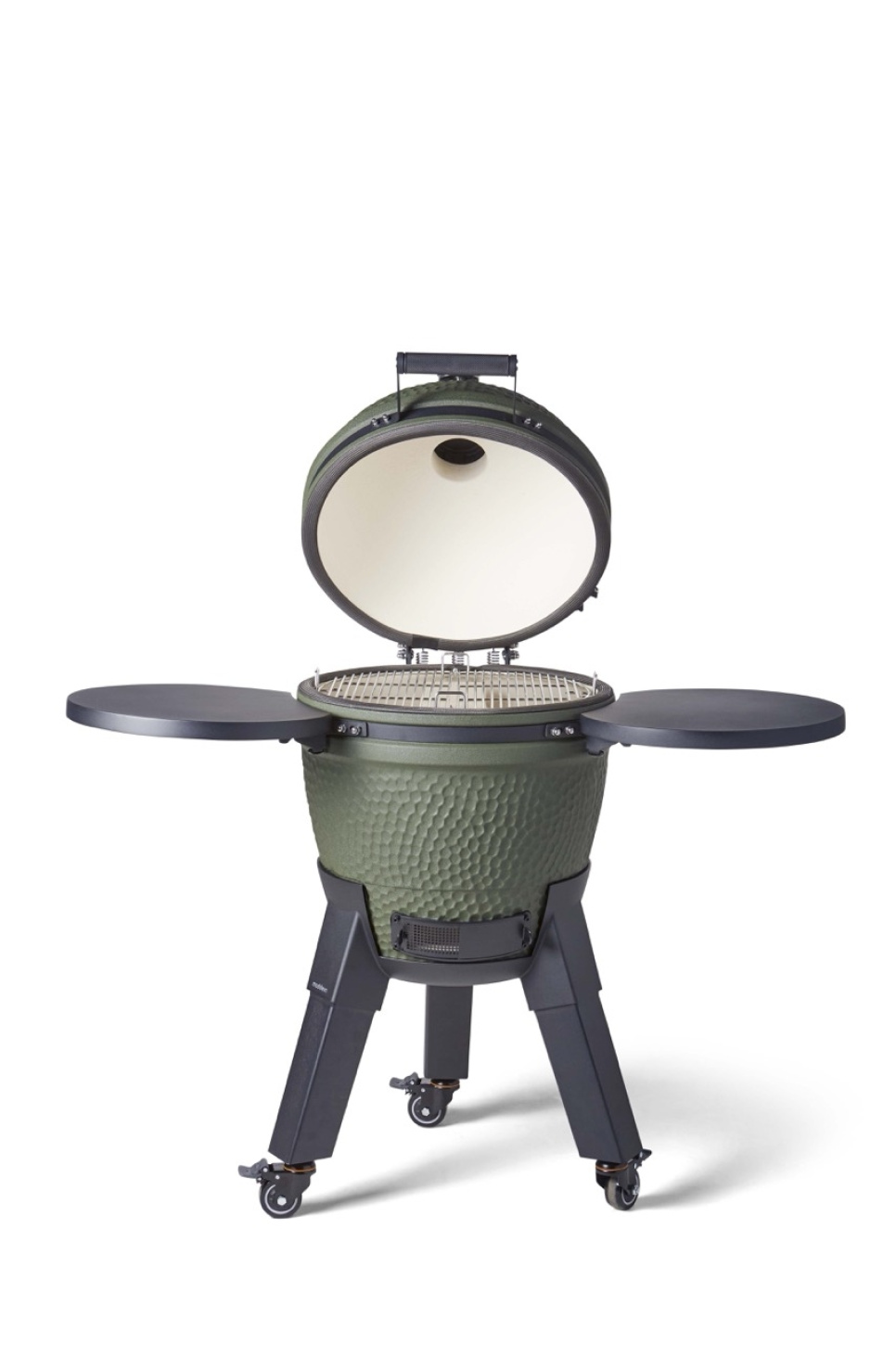 Kamado-grill inkludert benbrakett, svarte ben med hjul og sidebord - Moddern