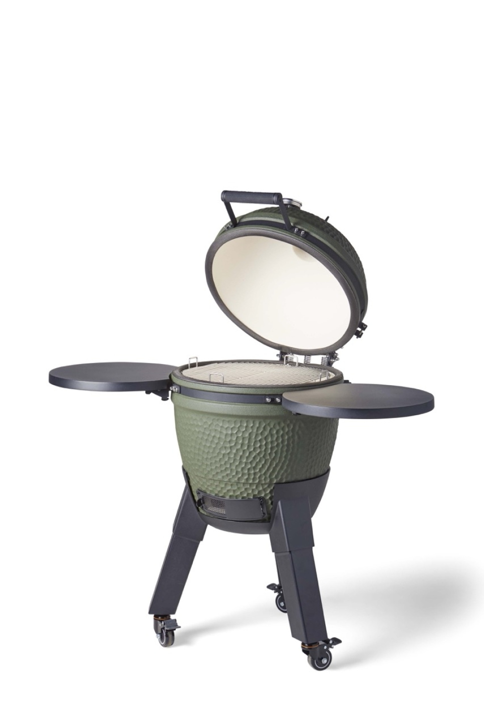 Kamado-grill inkludert benbrakett, svarte ben med hjul og sidebord - Moddern