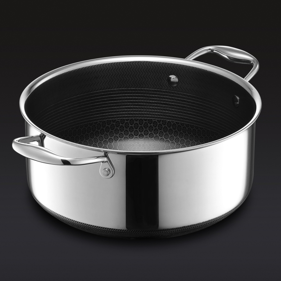 Gryte i rustfritt stål med lokk, nonstick, 4,7 L - Hexclad