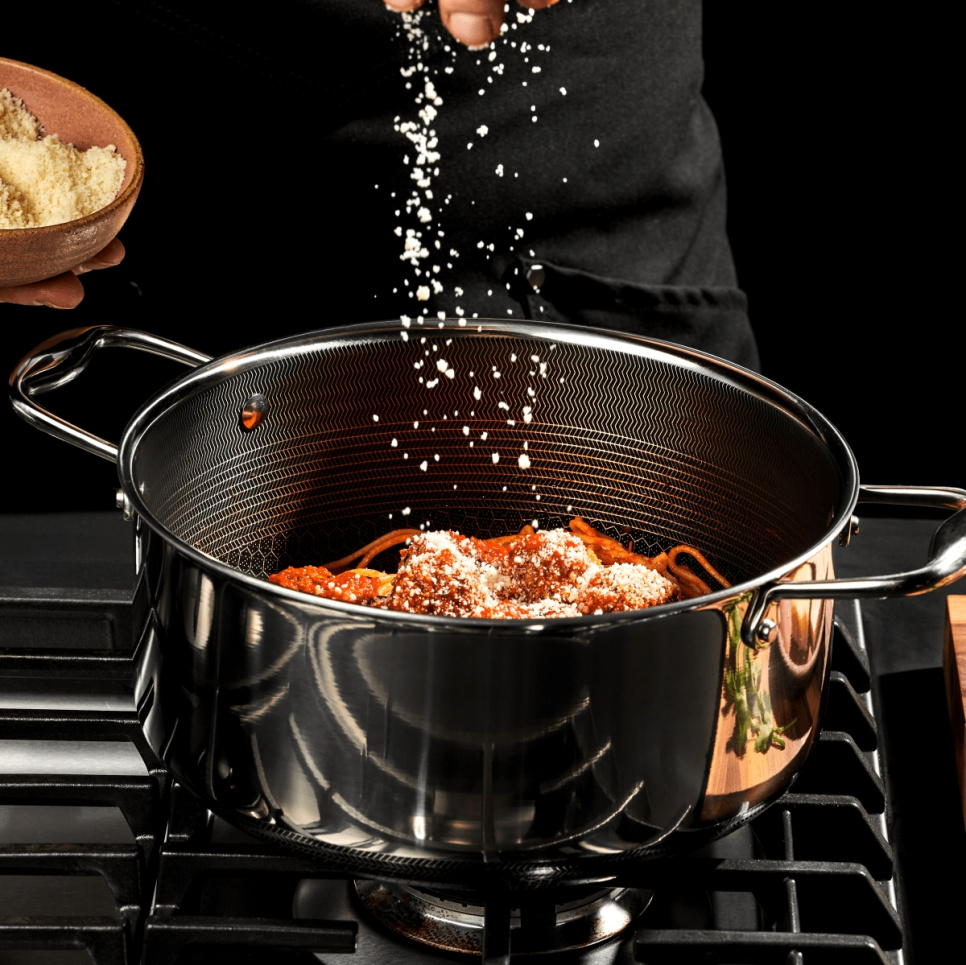 Gryte i rustfritt stål med lokk, nonstick, 4,7 L - Hexclad